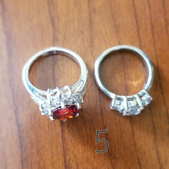 2- Size 5 Faux Rings Ruby - Diamond - Picture 2 of 2